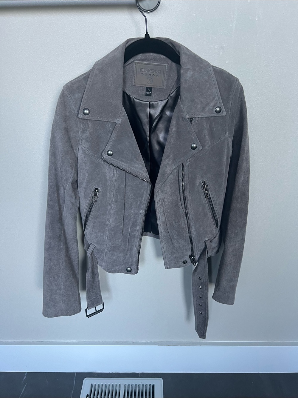 Blank NYC Gray Suede Moto Jacket